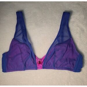 Savage X Fenty Blue Purple Mesh Bralette Unlined Wireless Bra Charm Detail